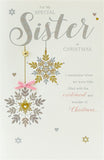 Elegant Stars Christmas Card for Sister by UK Greetings featuring festive star designs and holiday greetings.