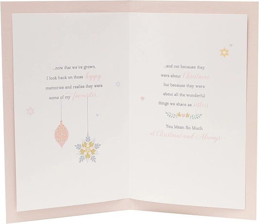 Elegant Stars Christmas greeting card for sister featuring festive star designs, by UK Greetings.
