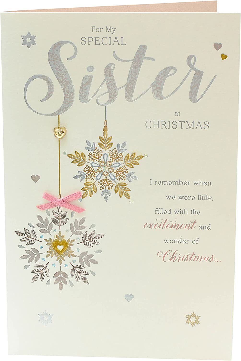 Elegant Stars Christmas greeting card for sister featuring festive star designs, by UK Greetings.