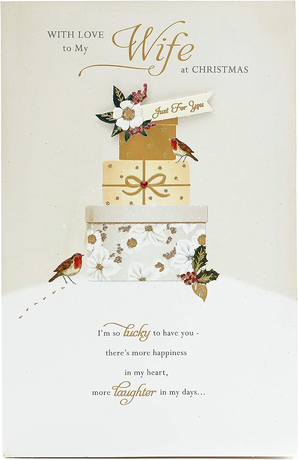 Elegant winter wishes Christmas greeting card for wife by UK Greetings with festive holiday design and heartfelt message.
