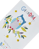 Embossed owl Father's Day greeting card for Grandad by UK Greetings, featuring detailed owl design and textured surface.