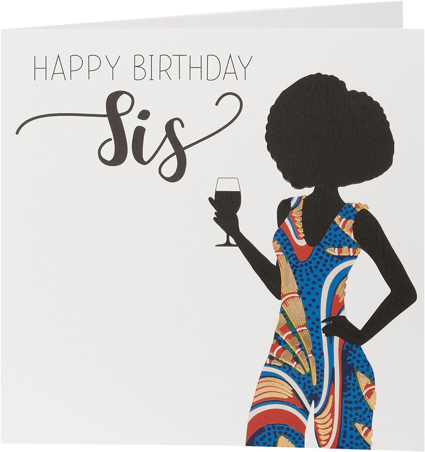 Empowering Afrotouch Sister birthday greeting card from UK Greetings with vibrant design and heartfelt message.