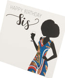 Empowering Afrotouch Sister birthday greeting card by UK Greetings featuring vibrant African-inspired design and heartfelt message.