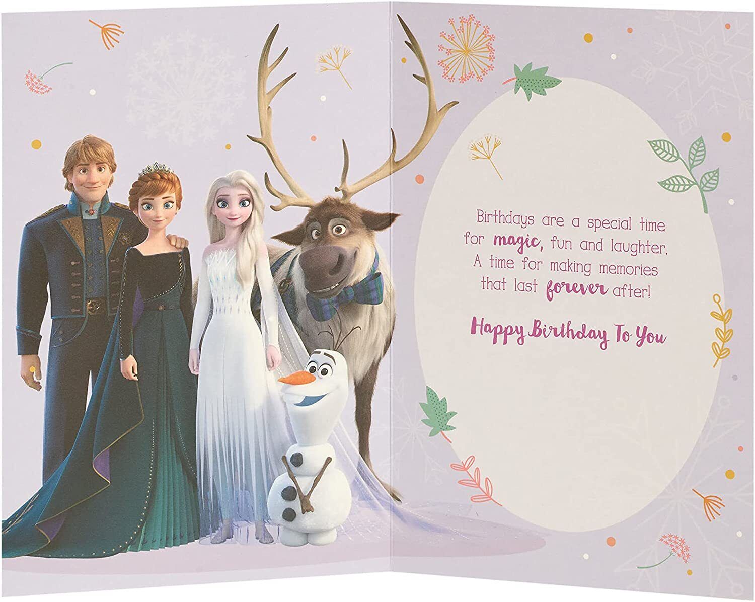 Frozen Elsa birthday greeting card by UK Greetings featuring a magical icy design and Elsa from Disney's Frozen.