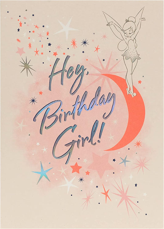 Tinker Bell birthday greeting card featuring fairy illustration, designed by UK Greetings, perfect for celebrating special occasions.
