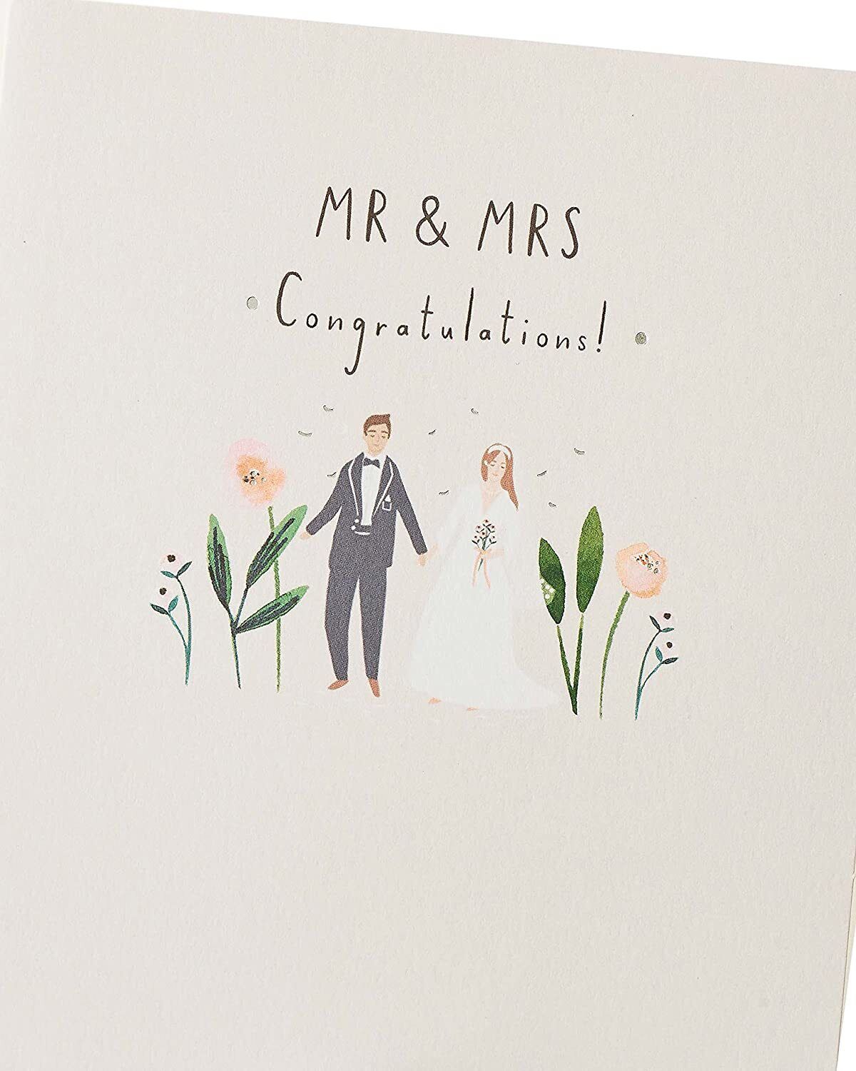 Elegant wedding congratulations greeting card from UK Greetings featuring a heartfelt message for the bride and groom.