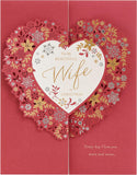 Everlasting Love Hearts and Floral Christmas Card for wife, UK Greetings greeting card with festive heart and floral design