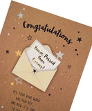 Gold foil congratulations greeting card from UK Greetings featuring a celebratory design for exam success.