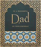 Elegant Eastern Gold Dad birthday greeting card with gold accents, featuring traditional design elements and heartfelt message from UK Greetings.