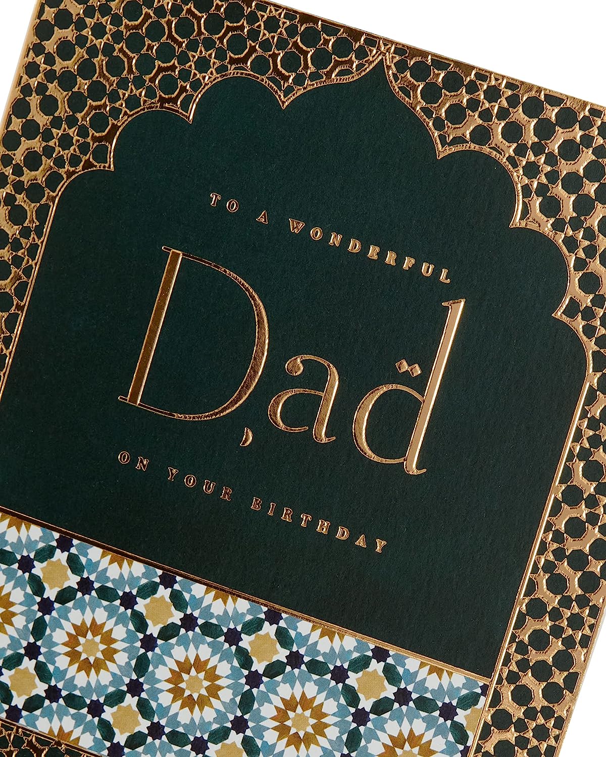 Elegant Eastern Gold Dad birthday greeting card with intricate gold design, perfect for celebrating special occasions.