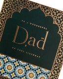 Elegant Eastern Gold Dad birthday greeting card with intricate gold design, perfect for celebrating special occasions.