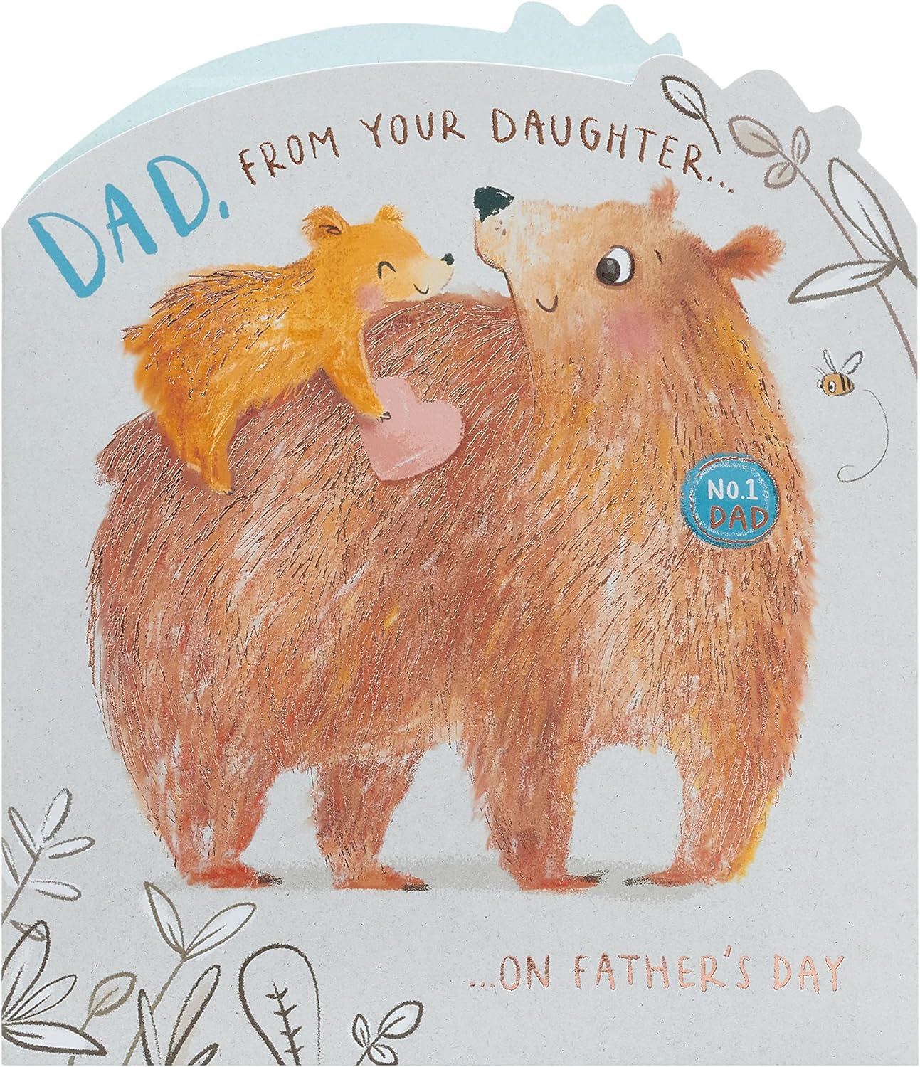 Father's Day greeting card for dad from daughter featuring a cute bear design with an envelope, UK Greetings brand.