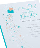 Father's Day greeting card for dad from daughter featuring a heart envelope design, with a matching envelope and decorative elements.