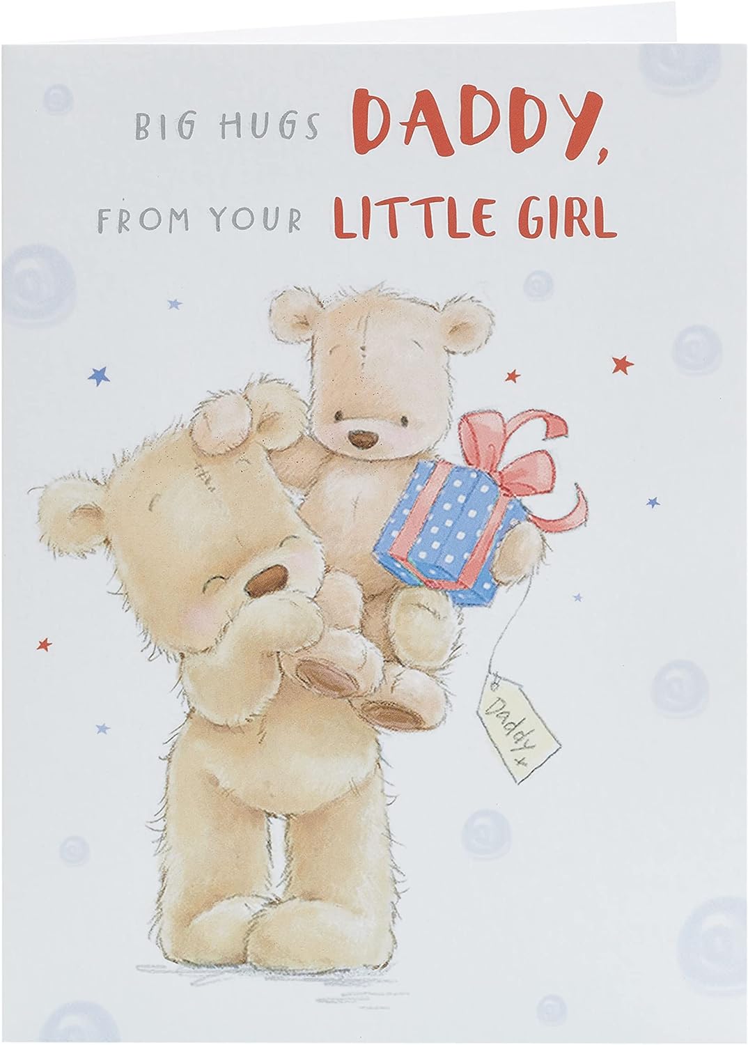 Father's Day greeting card from a little girl featuring a sweet teddy bear design with an envelope, by UK Greetings.