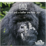 Funny gorilla design Father's Day greeting card from UK Greetings with envelope, featuring humorous illustration for dad.