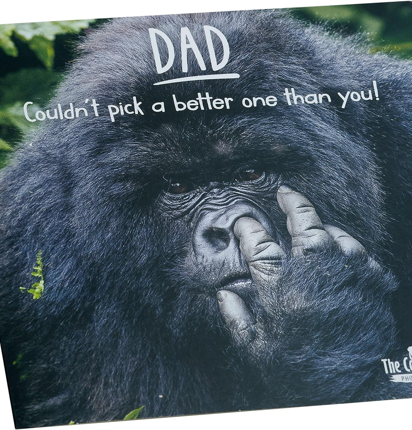 Funny gorilla design Father's Day greeting card for dad with envelope from UK Greetings, featuring humorous artwork.