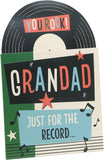 Father's Day greeting card for Grandad with record design and envelope, UK Greetings, featuring a vintage record print.
