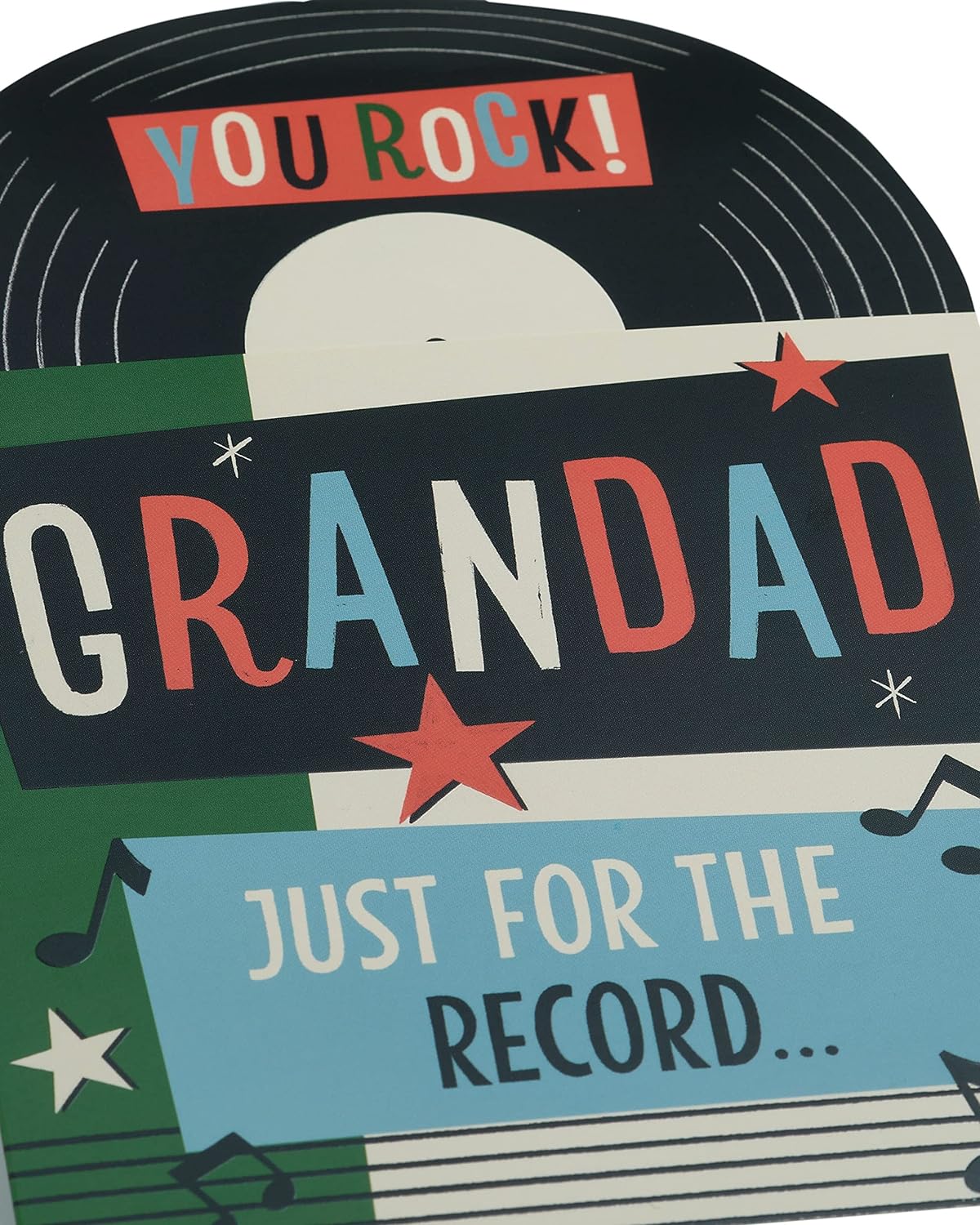 Father's Day greeting card for Grandad with record design and envelope, featuring a vintage-inspired record graphic on the front.