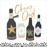 Father's Day greeting card featuring a beer bottle design from UK Greetings, celebrating Dad with a cheerful message.