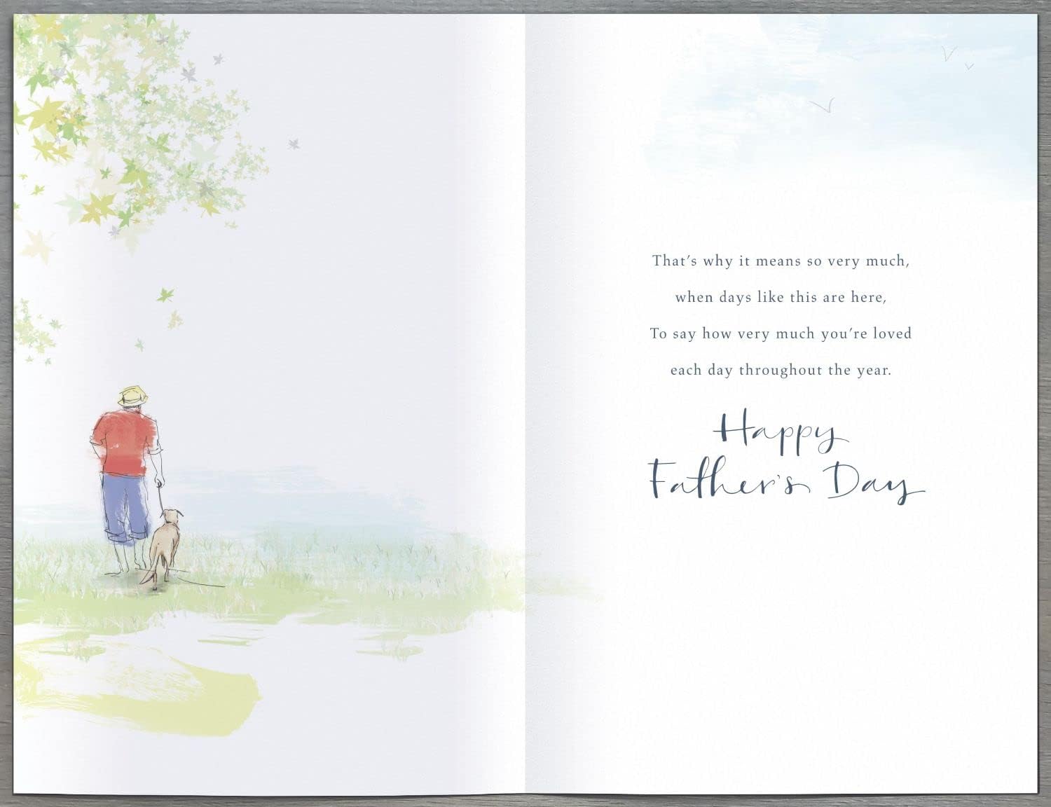 Father's Day greeting card featuring a dad relaxing with a book, with a heartfelt poem, by UK Greetings.