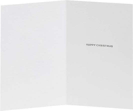 Festive Bulldog Brother Christmas greeting card with red foil accents, featuring holiday-themed artwork and UK Greetings branding.
