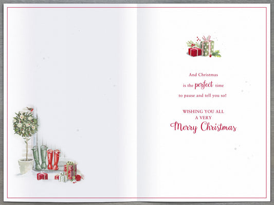 Festive Christmas greeting card for brother and sister-in-law, featuring holiday-themed design by UK Greetings.