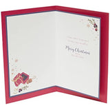 Elegant Fiancée Christmas card by UK Greetings featuring sentimental verse and festive design, perfect for expressing holiday love.