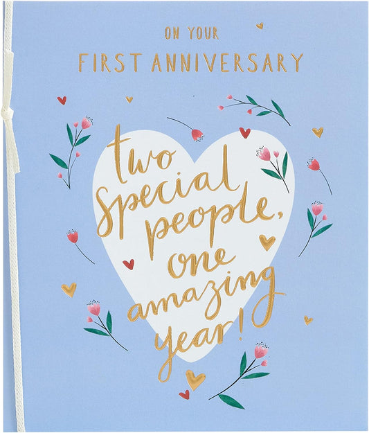 First anniversary greeting card from UK Greetings with a sweet design, suitable for him, her, or a friend.