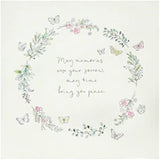 Floral butterfly sympathy greeting card by UK Greetings featuring delicate flower and butterfly illustrations on a heartfelt design.