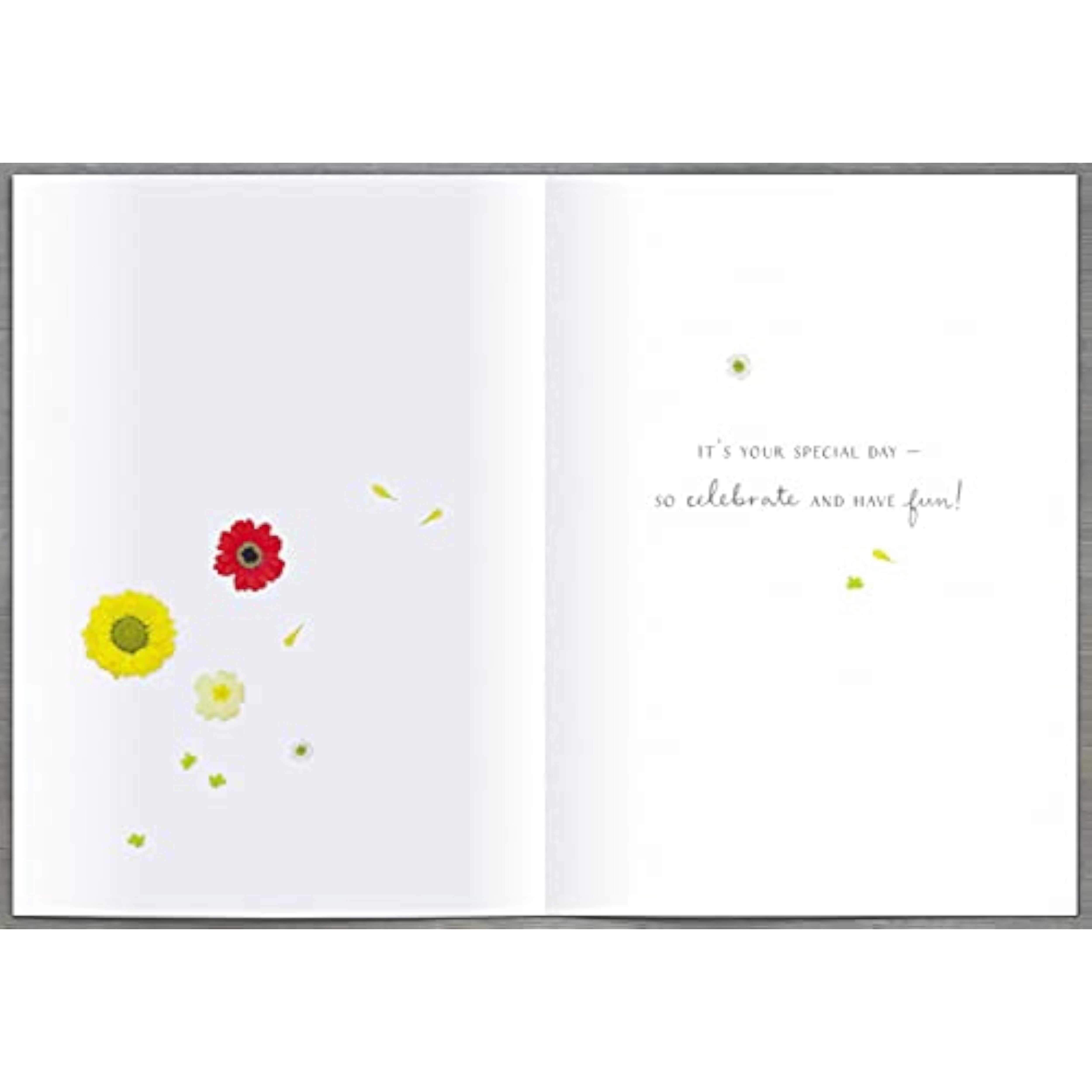 Floral cake design birthday wishes greeting card featuring meadow flowers from UK Greetings.