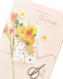 Floral design special friend birthday greeting card with colorful flowers and cheerful message, by UK Greetings.