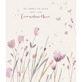 Floral Grandma loss sympathy greeting card by UK Greetings featuring delicate flower illustrations and heartfelt message inside.