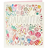 Colorful floral rainbow daughter birthday greeting card featuring bright floral illustrations on a cheerful card.