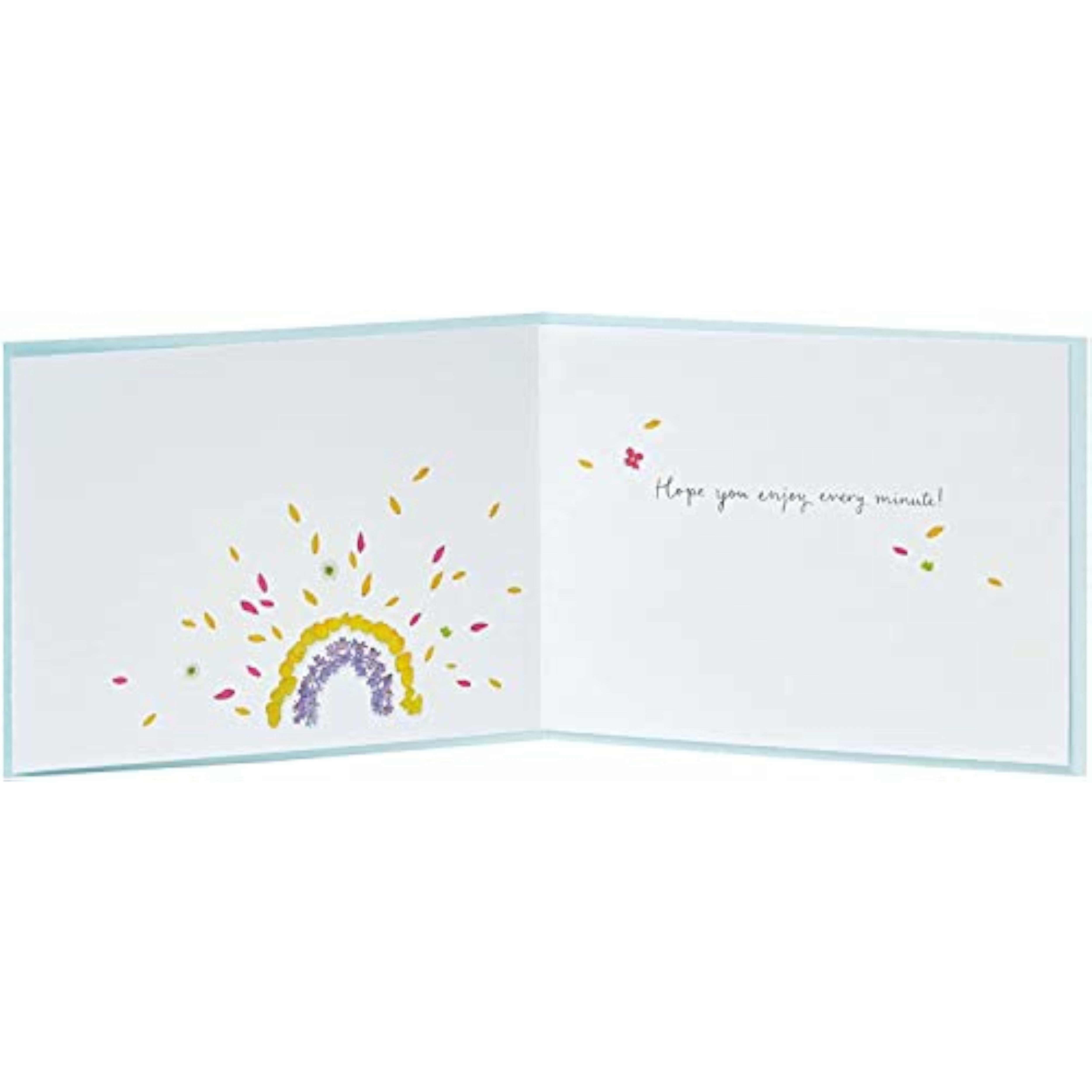 Colorful floral rainbow birthday wishes greeting card with meadow design from UK Greetings, featuring vibrant flowers and cheerful imagery.