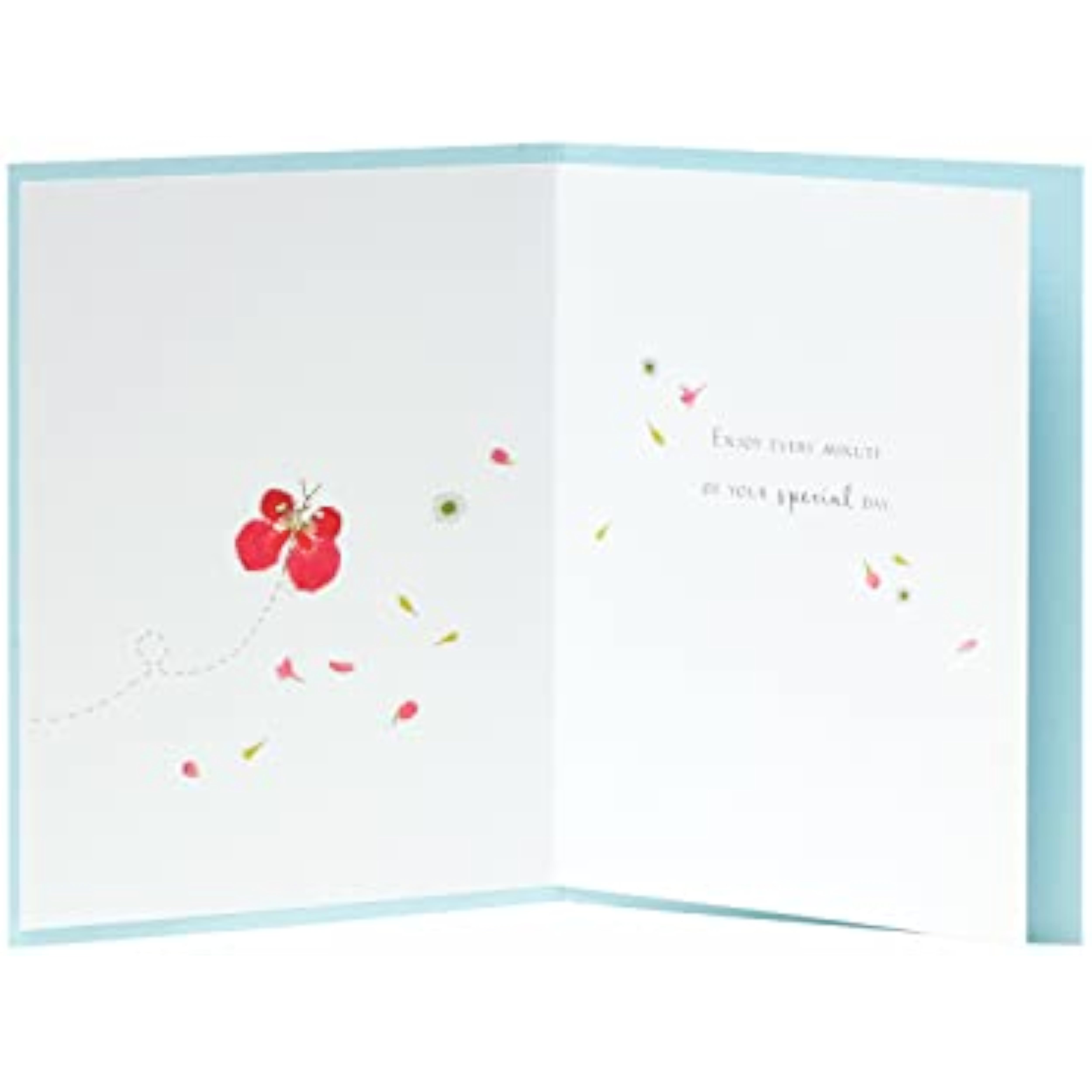 Flower petal butterflies on the Meadow Range birthday greeting card by UK Greetings, featuring colorful floral and butterfly illustrations.