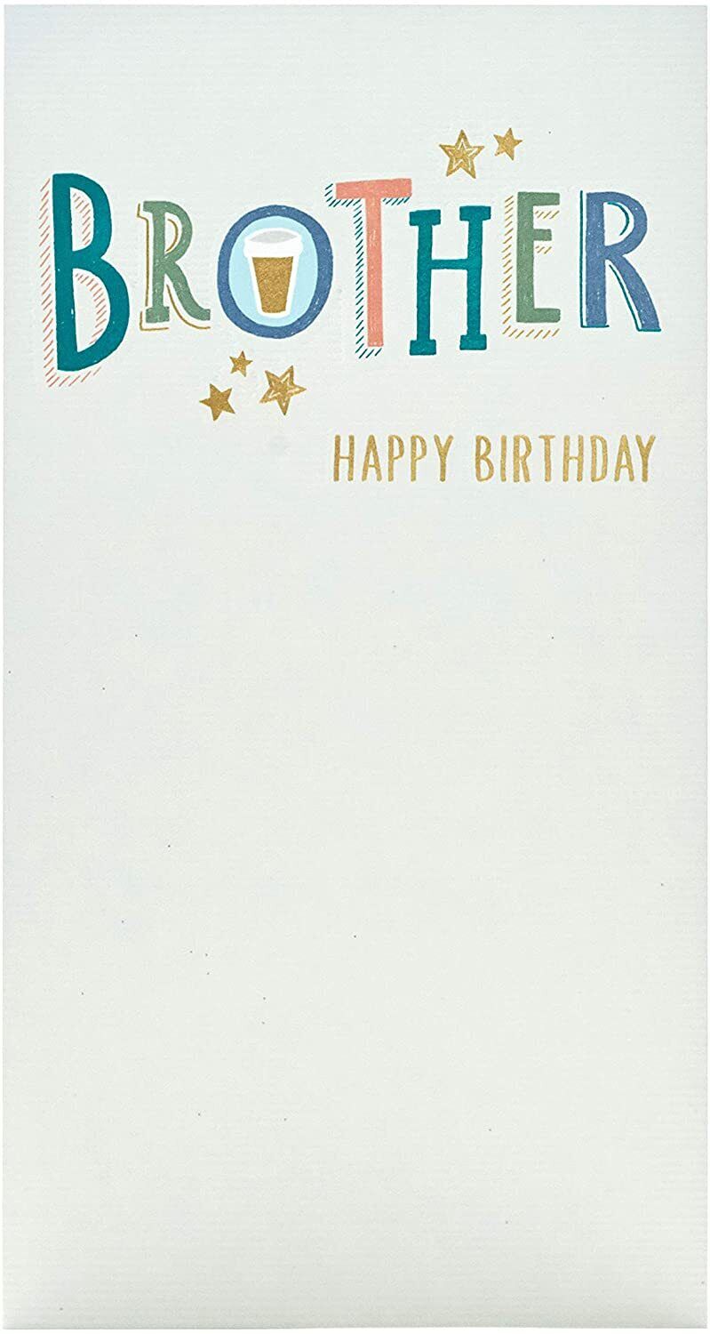 Foil beer pint brother birthday greeting card by UK Greetings with festive design and shiny foil accents.