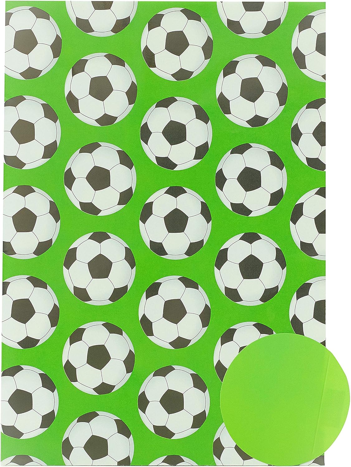 Football-themed greeting card wrapping paper pack with 2 tags, featuring 5 sheets of UK Greetings wrapping paper with football designs.