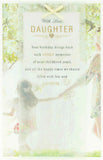 UK Greetings daughter's birthday greeting card featuring childhood memories theme with colorful, nostalgic design.
