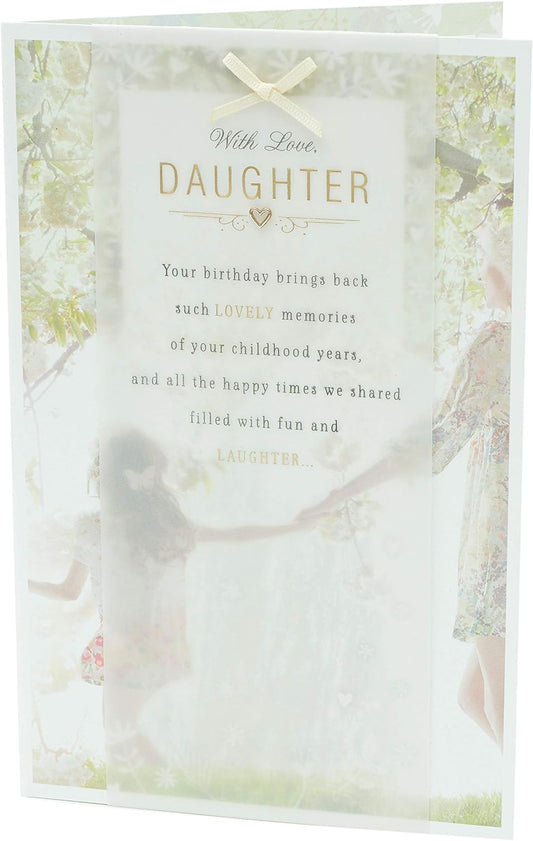 UK Greetings daughter's birthday greeting card featuring nostalgic childhood memories and heartfelt message for special occasions