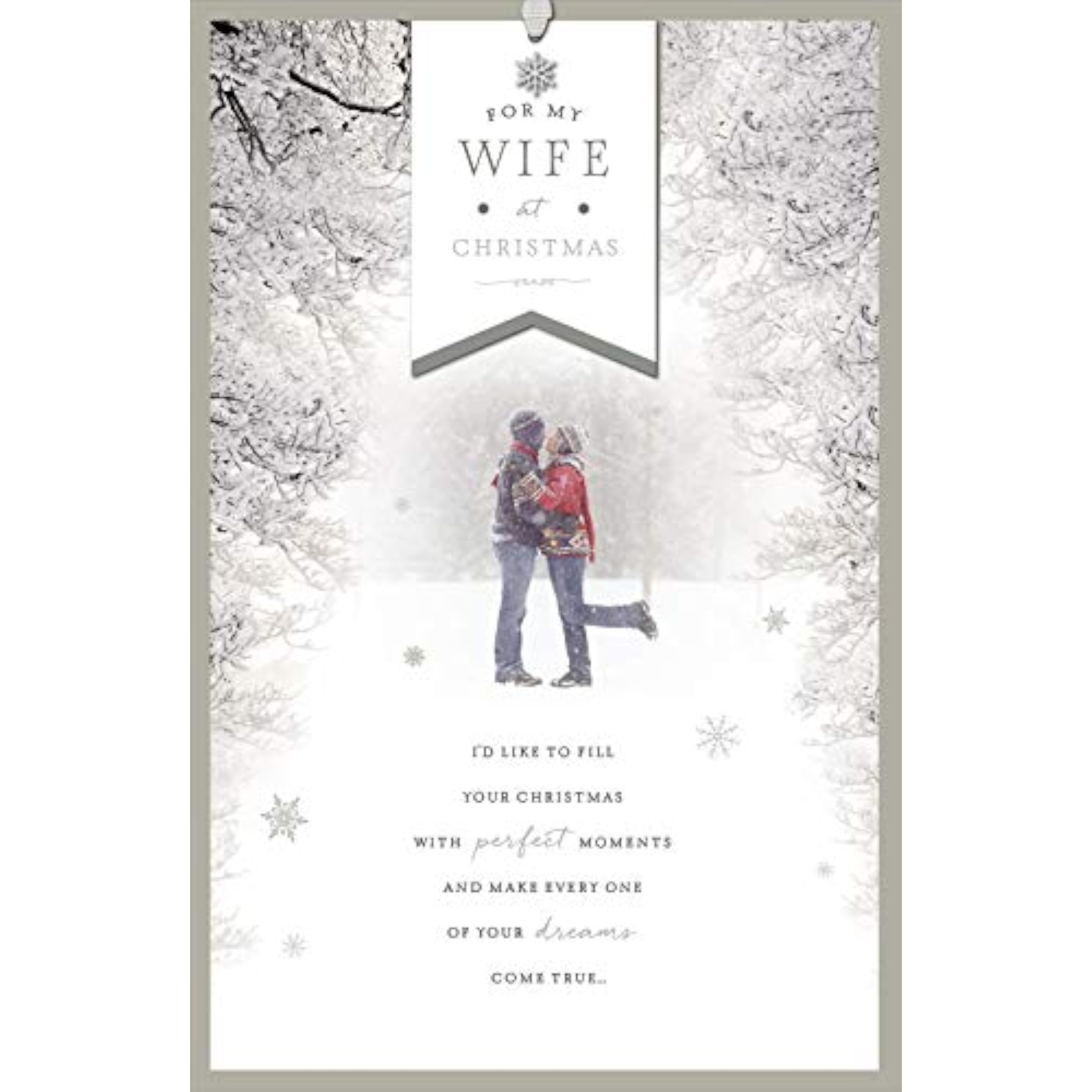 Heart-shaped Christmas greeting card from UK Greetings with heartfelt message for wife, perfect for holiday wishes.