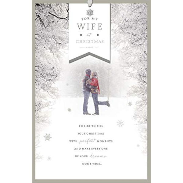 Heart-shaped Christmas greeting card from UK Greetings with heartfelt message for wife, perfect for holiday wishes.