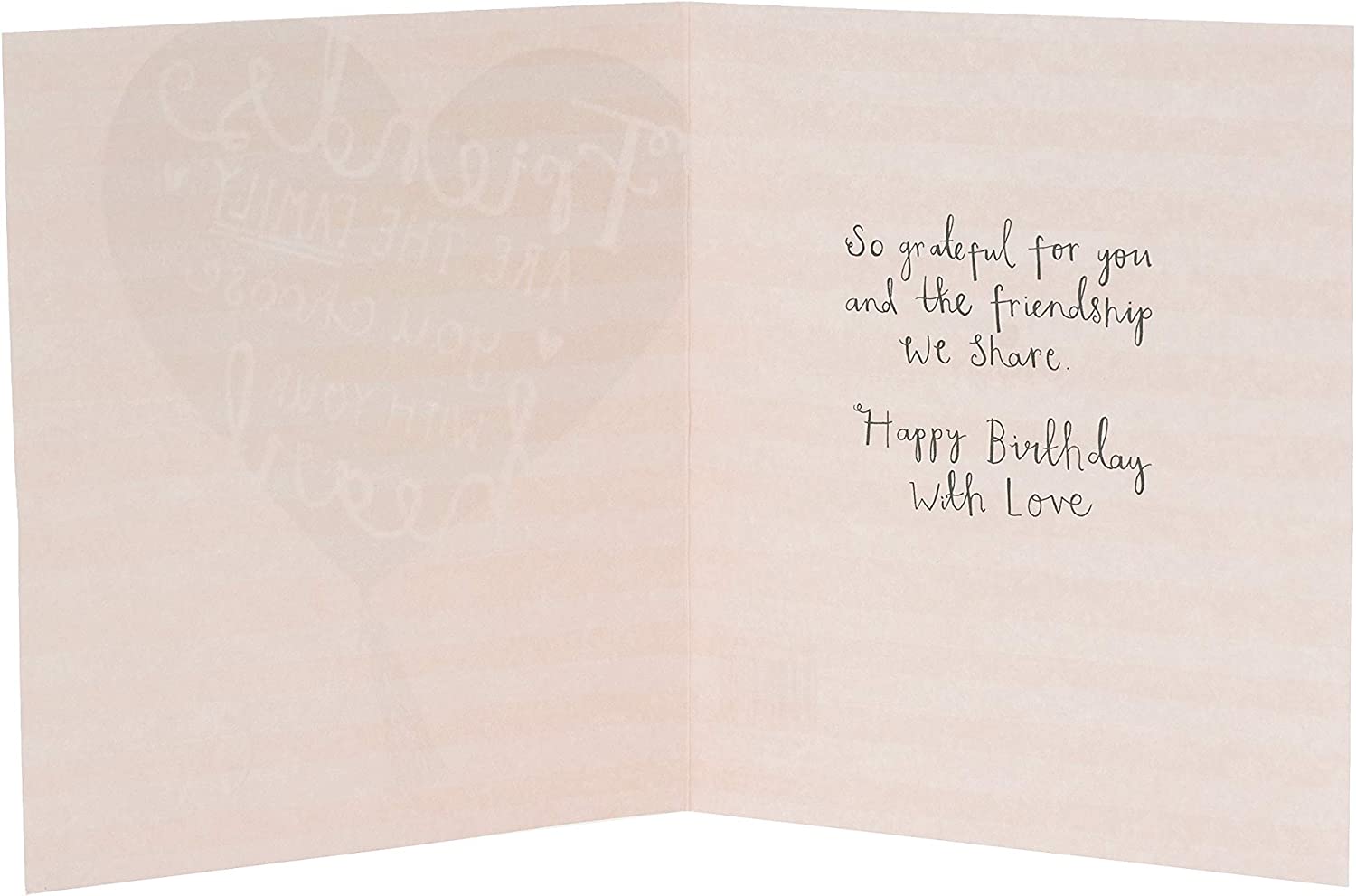 Pink and gold Friends Are Family birthday greeting card by UK Greetings featuring heartfelt design and celebratory message.