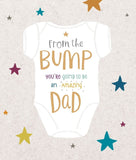 Father's Day greeting card from UK Greetings featuring a heartfelt message for expectant dads, decorated with cheerful design elements.