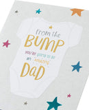 Father's Day greeting card from UK Greetings featuring a "From The Bump Dad To Be" message with festive design elements.