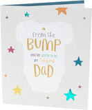 Father's Day greeting card from UK Greetings featuring "From The Bump Dad To Be" message with playful design and heartfelt message.