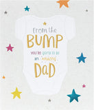 Father's Day greeting card from UK Greetings featuring a "From The Bump Dad To Be" message with playful design on the front.