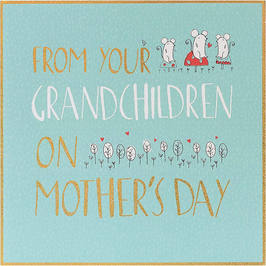 Mother's Day greeting card from grandchildren by UK Greetings featuring heartfelt message and floral design.