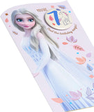 Frozen Elsa 7th birthday greeting card featuring Elsa from Disney's Frozen, designed by UK Greetings with vibrant winter-themed artwork.