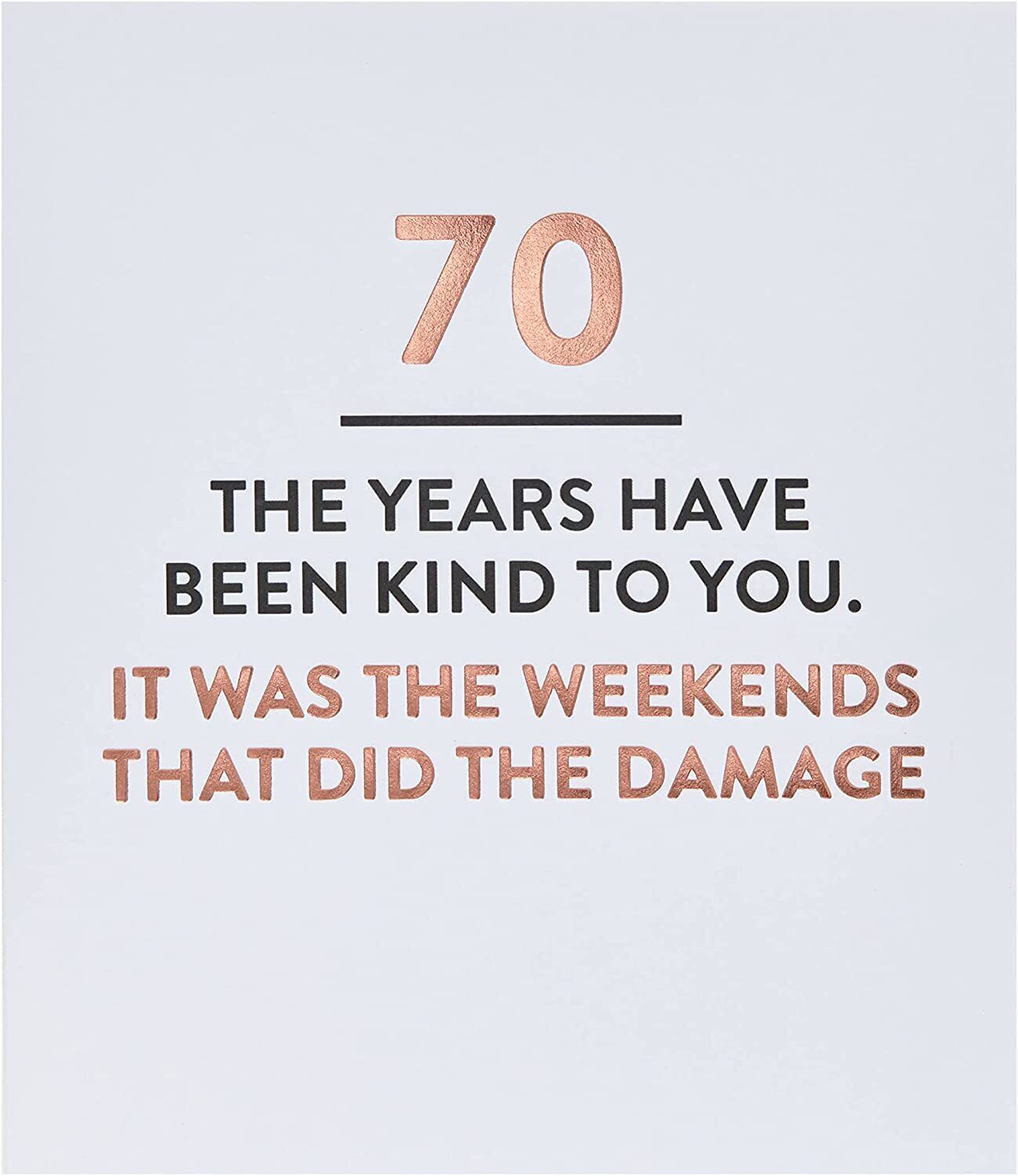 Funny 70th birthday greeting card from UK Greetings featuring humorous design and festive imagery.