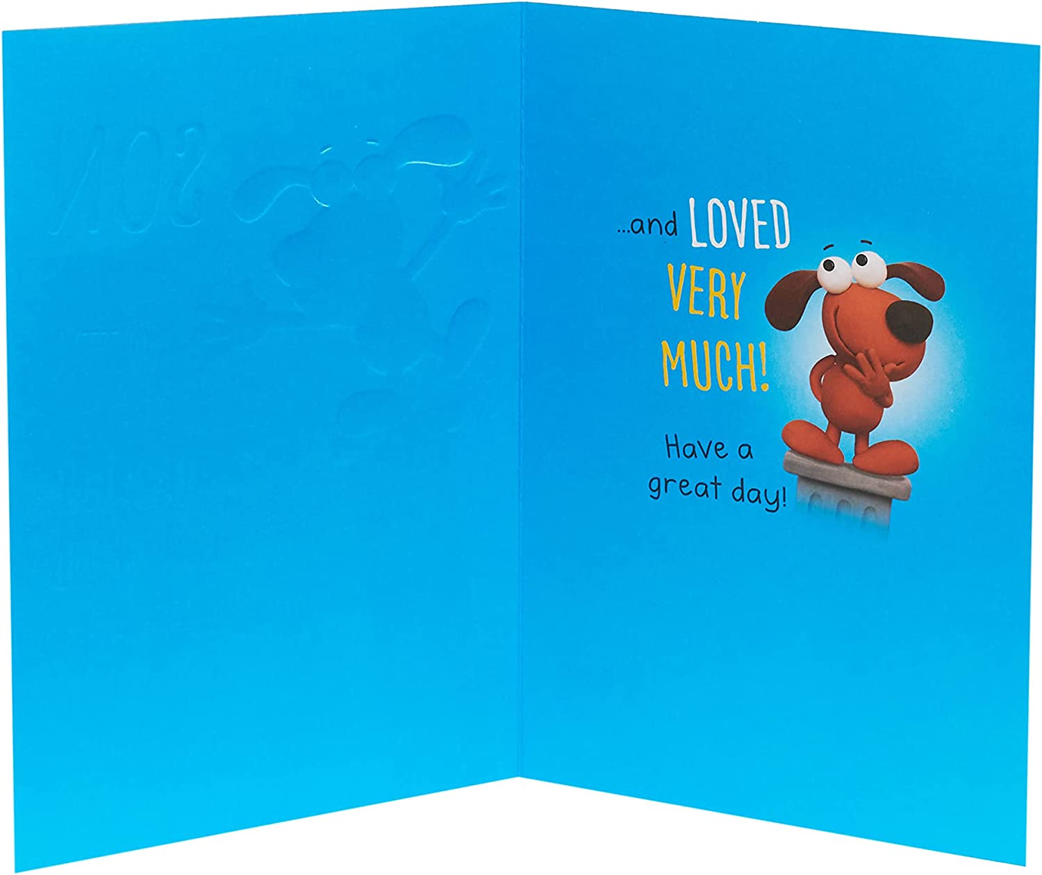 Funny birthday greeting card for son from UK Greetings, featuring colorful illustrations and playful text for celebrating his special day.